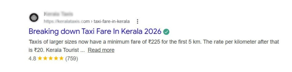 Example of Google search results displaying star ratings and review rich snippets