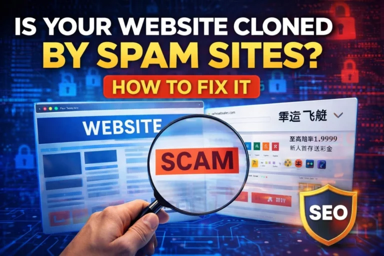Website cloned by spam sites example showing SEO scam and content scraping
