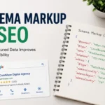Schema Markup for SEO showing structured data and Google visibility improvement
