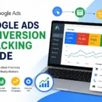 Google Ads Conversion Tracking dashboard showing website conversions, performance metrics, and campaign optimization.