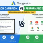 Comparison of Google Ads Search Campaign and Performance Max highlighting their key differences, targeting, and best use cases.