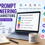 AI Prompt Engineering for Marketers guide featuring the CRAFT framework, AI prompt examples, ChatGPT, Google Gemini, and digital marketing workflows.