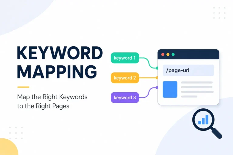 Keyword mapping SEO guide showing keywords assigned to website pages