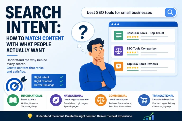 Search Intent guide showing how to match SEO content with what people actually want to find