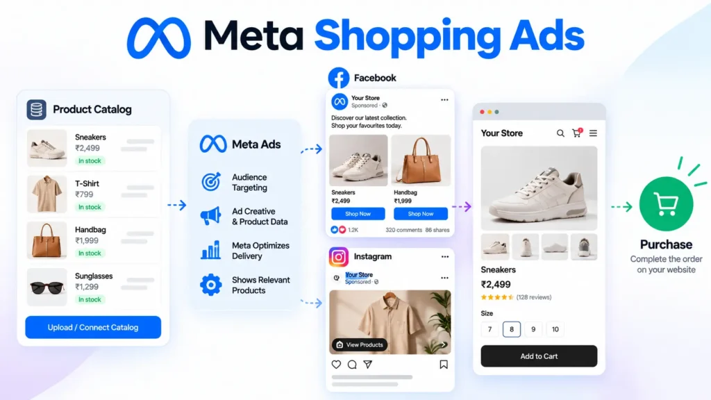 How Meta Shopping Ads work from product catalog to purchase