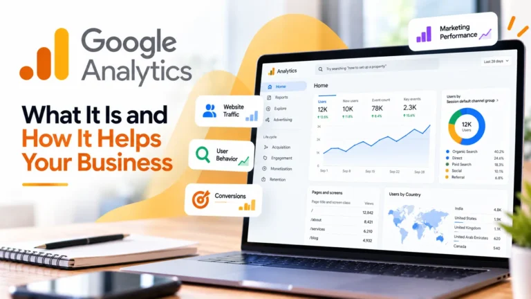 Google Analytics dashboard for website traffic and user behavior